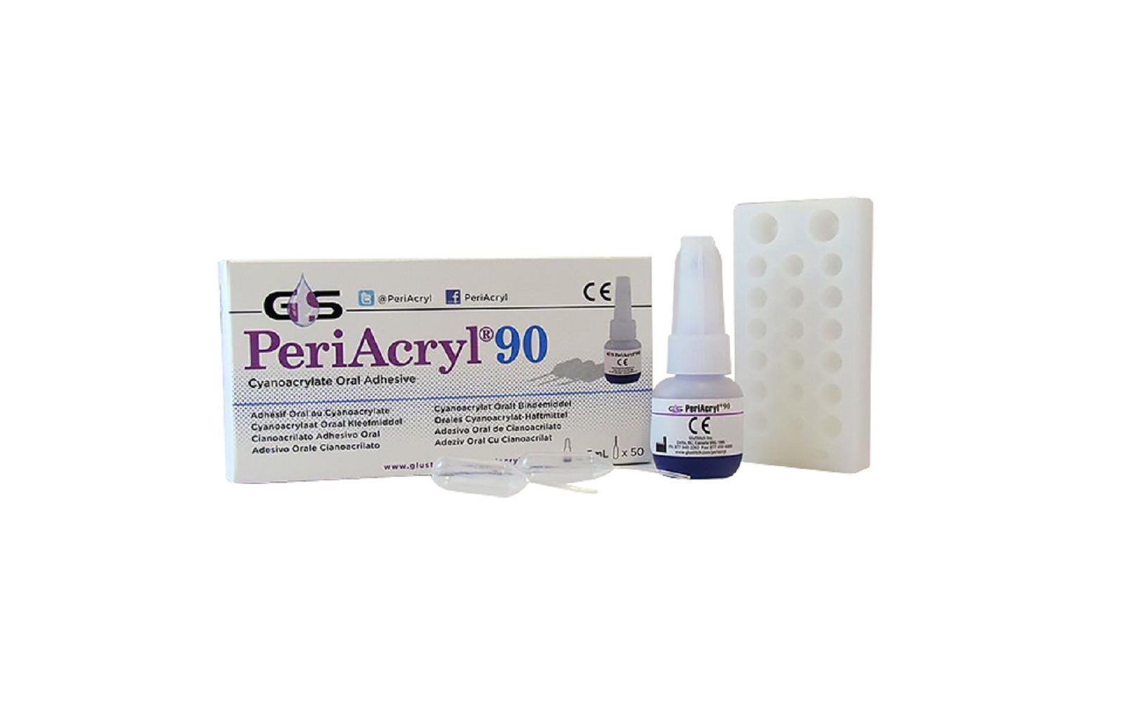 Periacryl periodontal tissue adhesive - multi-use kit. Violet color, regular