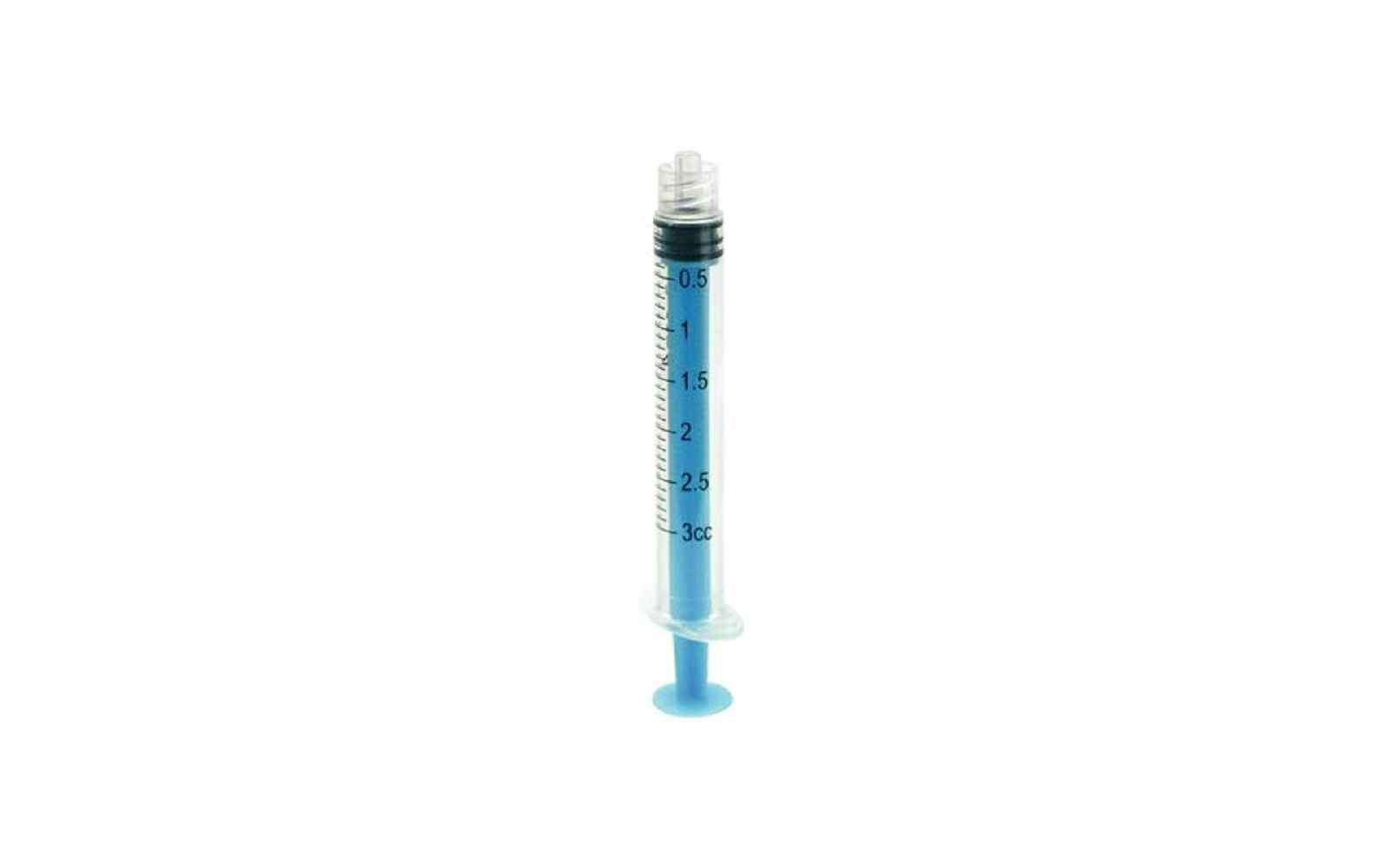 3 cc color-coded syringes, 80/pkg blue