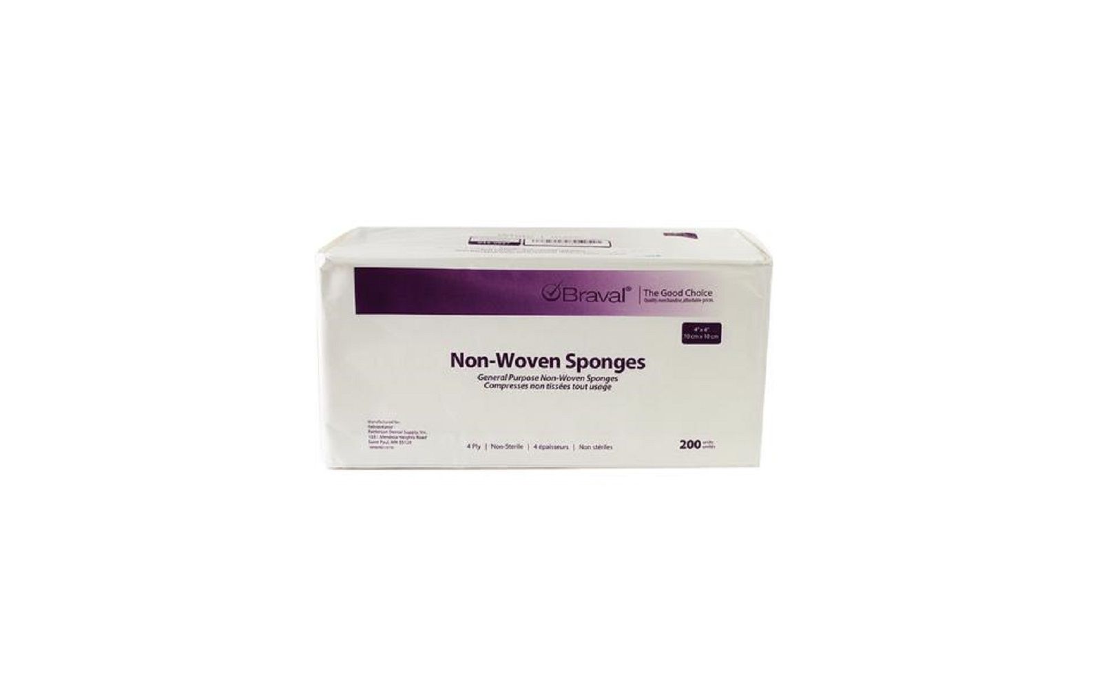 Braval® nonwoven sponges – 4 ply 4" x 4", 2000/pkg