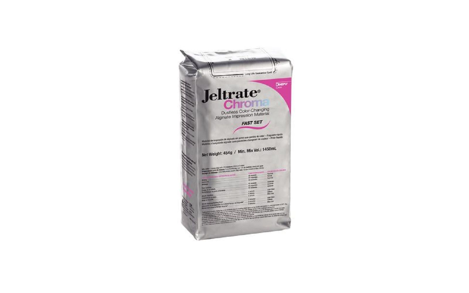Jeltrate® chroma dustless color-changing alginate impression material – fast set, 454 g pouches, 1/pkg