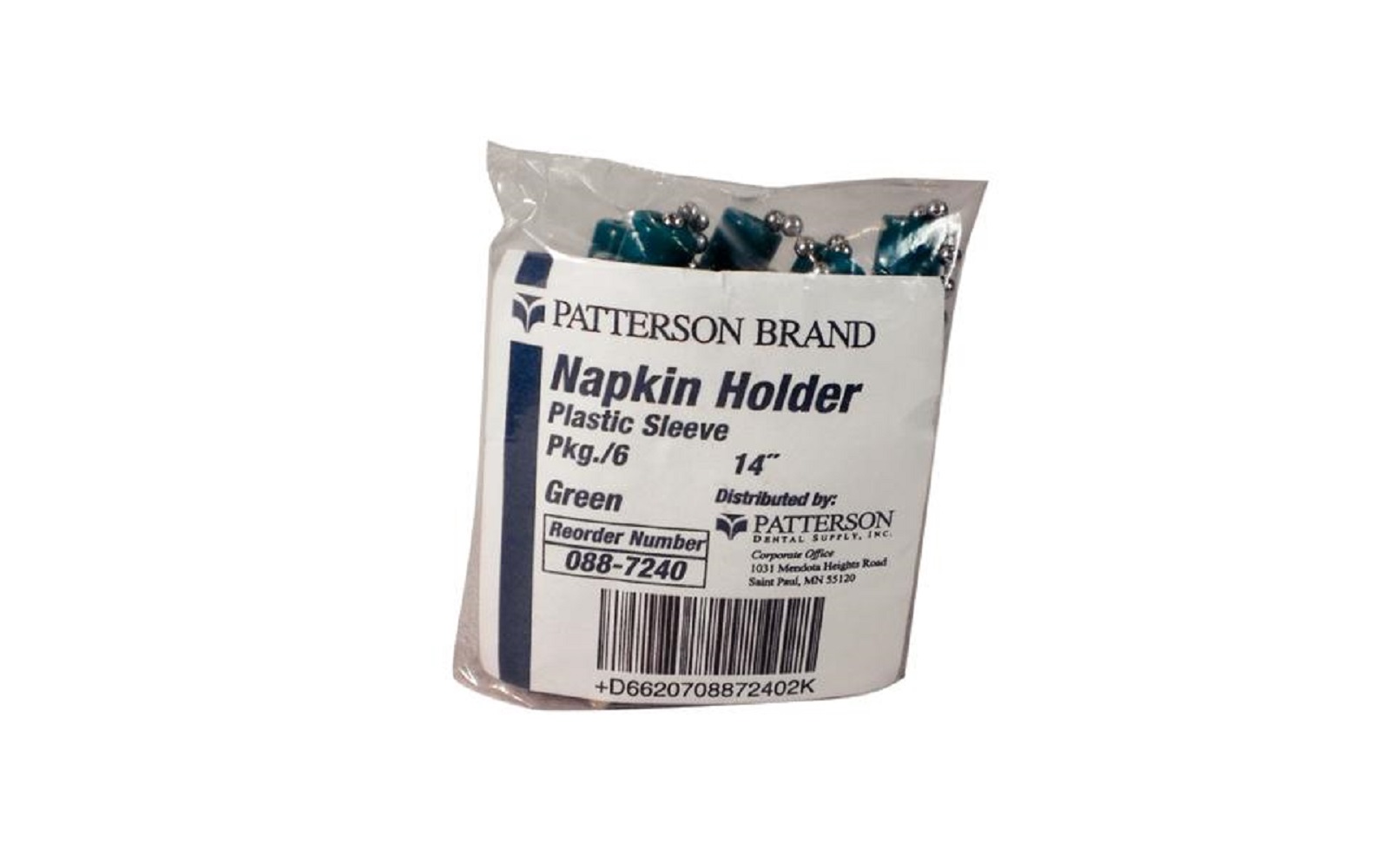 Patterson® napkin holder – nonautoclavable, 6/pkg green