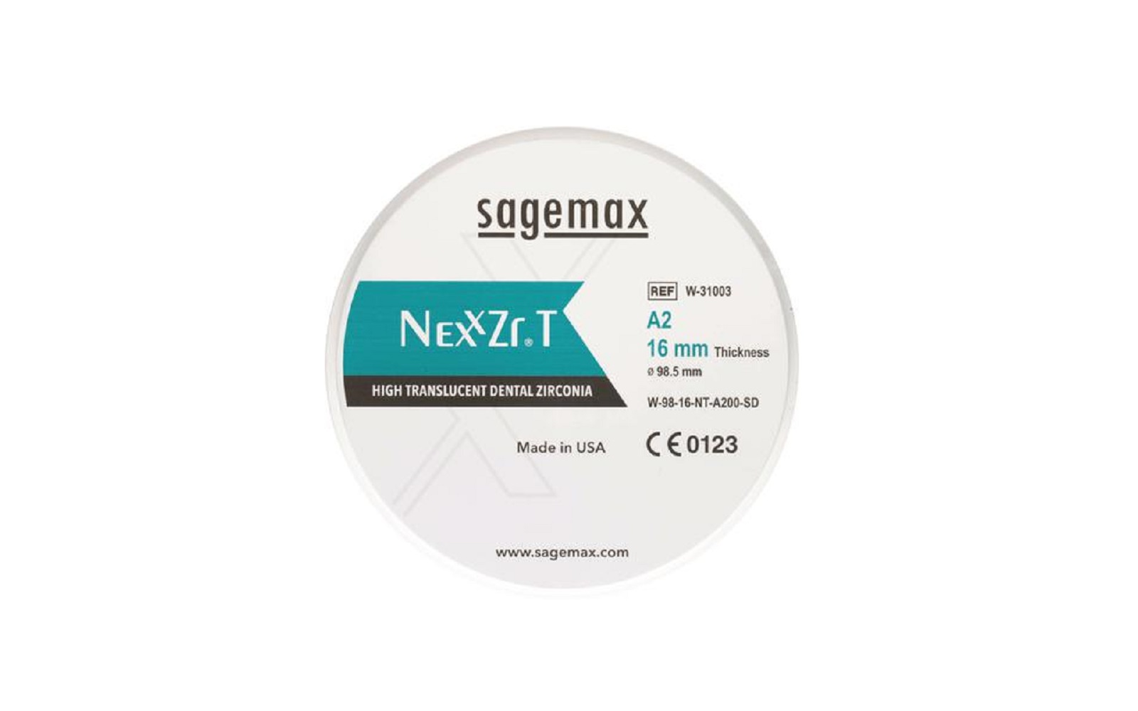 Sagemax NexxZr® T CAD/CAM Disks - Shade B4, Size W98, 18 mm Thickness