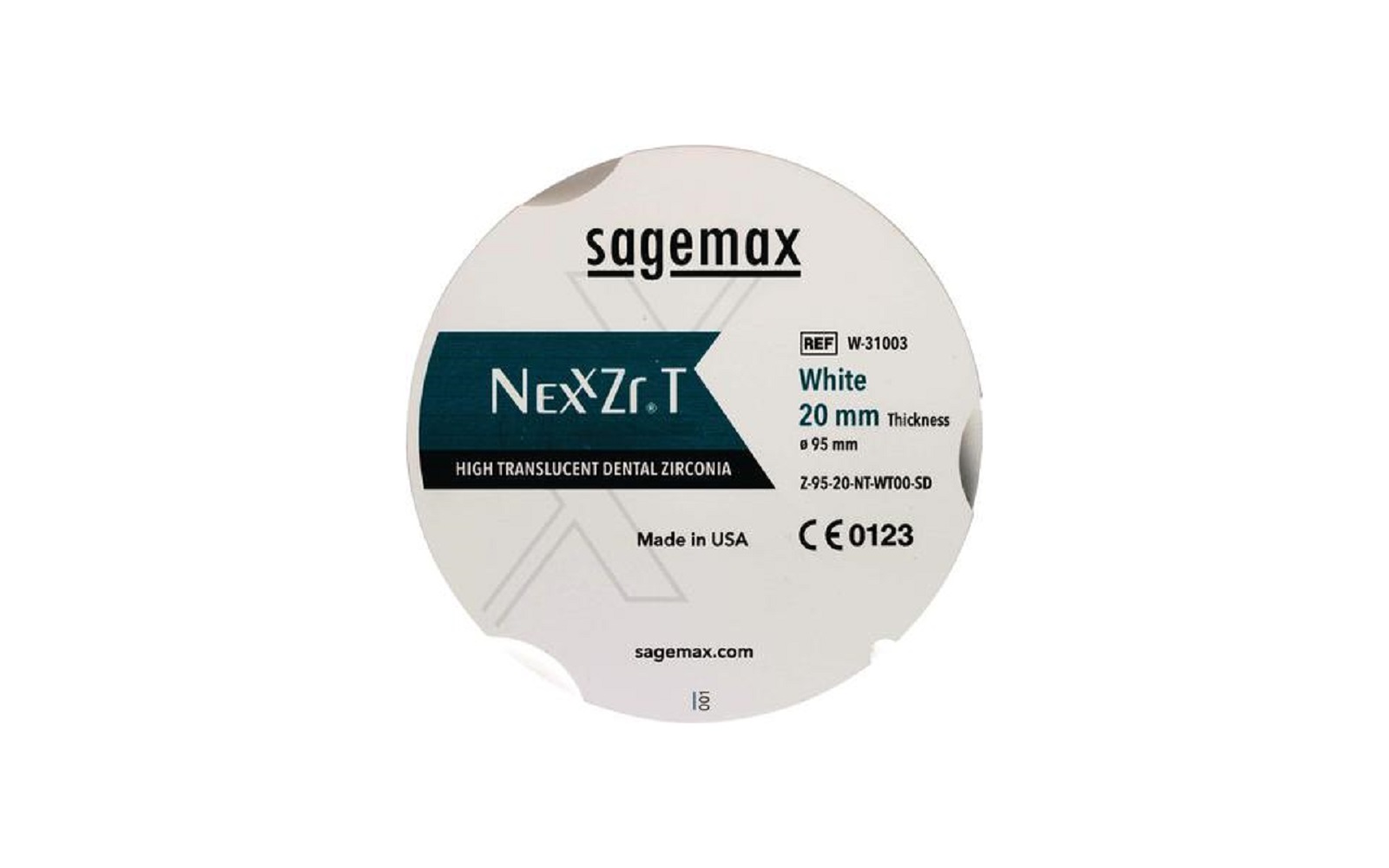 Sagemax NexxZr® T CAD/CAM Disks - Shade C2, Size Z95, 16 mm Thickness