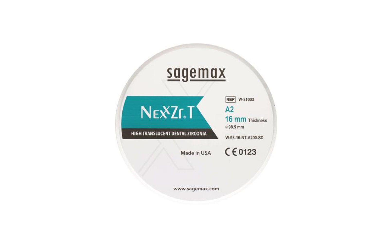 Sagemax NexxZr® T CAD/CAM Disks Shade C3, Size W98, 14 mm Thickness