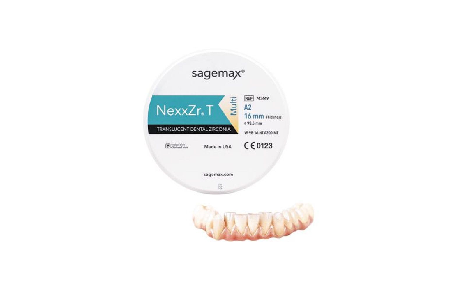 Sagemax-NexxZr®-T-Multi-CAD-CAM-Disks-Shade-D4-Size-W98-16-mm-Thickness