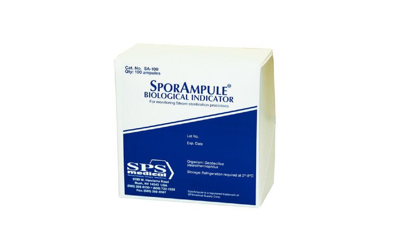 Sporampule® biological indicator, steam bi - 100/pkg