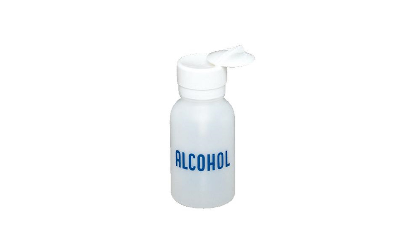 Alcohol dispenser with swing lid – plastic, opaque white, 8 oz