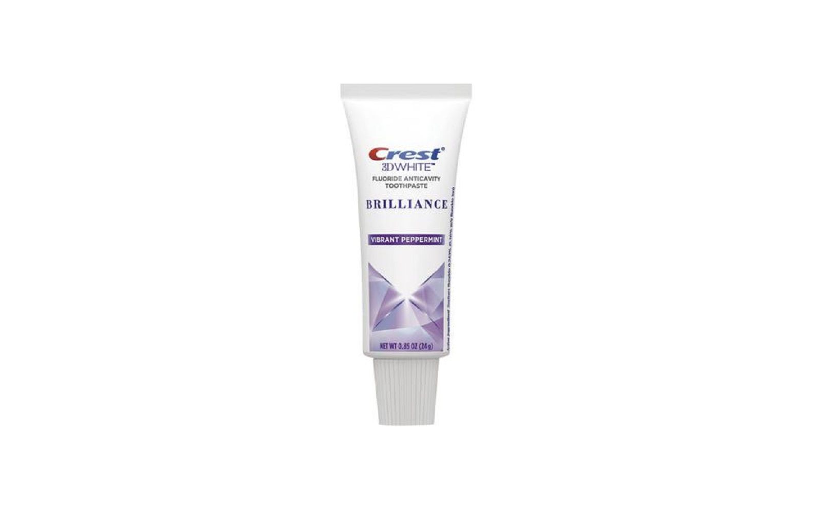 Crest® 3d white™ brilliance + advanced stain protection toothpaste – vibrant peppermint, 0. 85 oz tube, 72/pkg