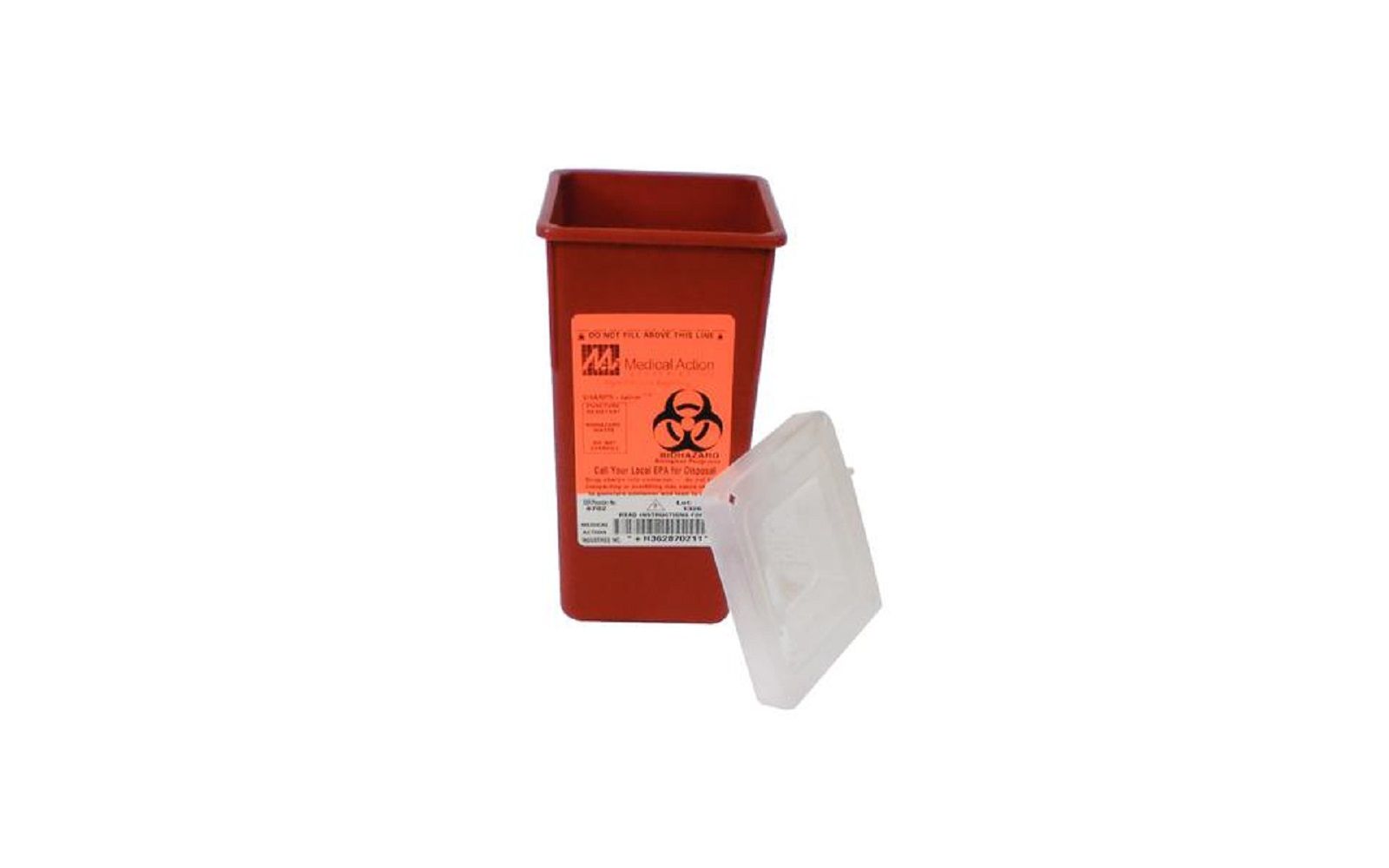 Stackable sharps container with biohazard symbol – polypropylene, red/black 1 quart