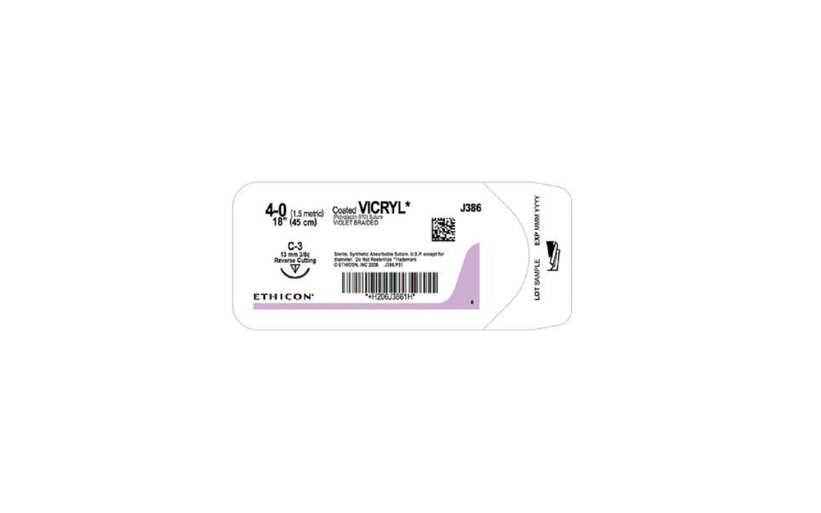 Coated vicryl™ sutures absorbable, reverse cutting - ethicon inc