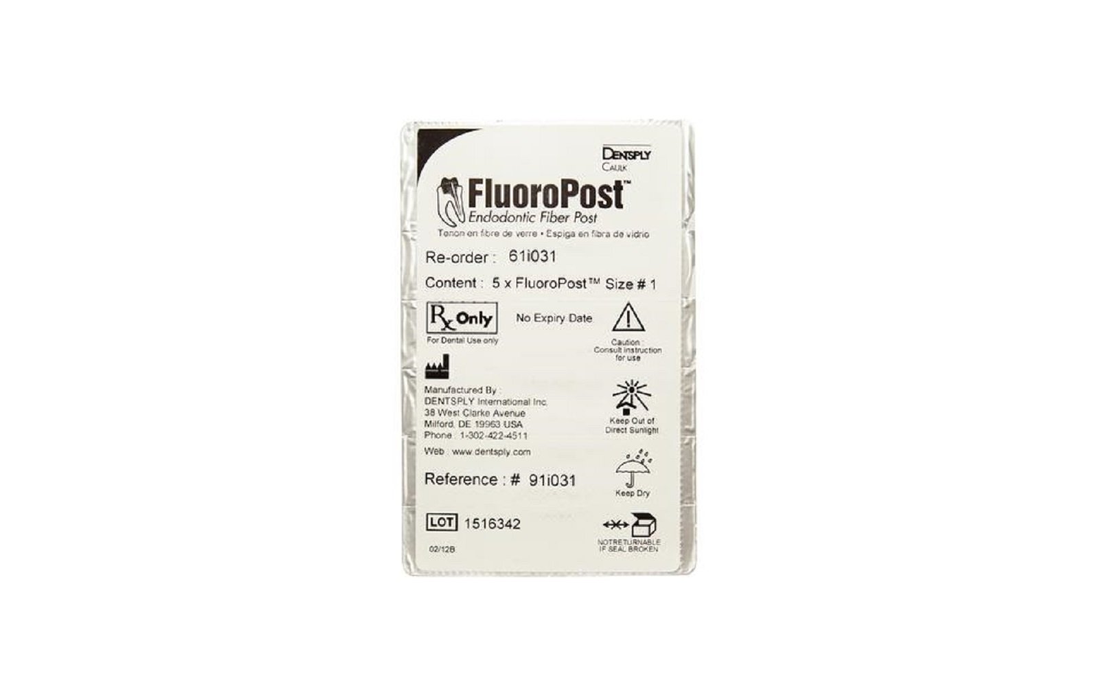 Fluoropost™ endodontic metal free fiber post, 5/pkg - dentsply caulk