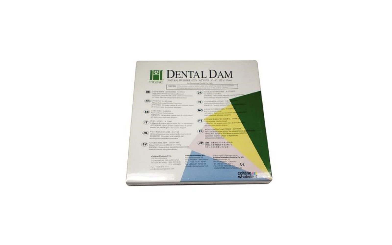 Hygenic® latex dental dam – children's, ready cut, 5" x 5", 52/pkg - coltene