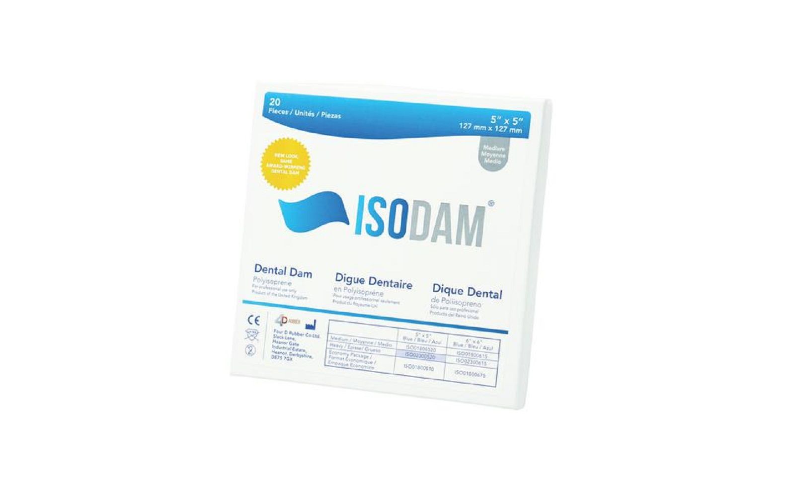 Isodam® polyisoprene dental dam – latex free, blue - four d rubber limited