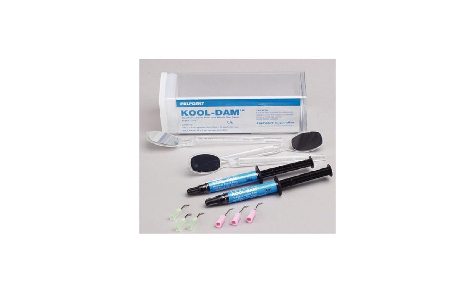 Kool-dam kit, heatless liquid dam and block out resin