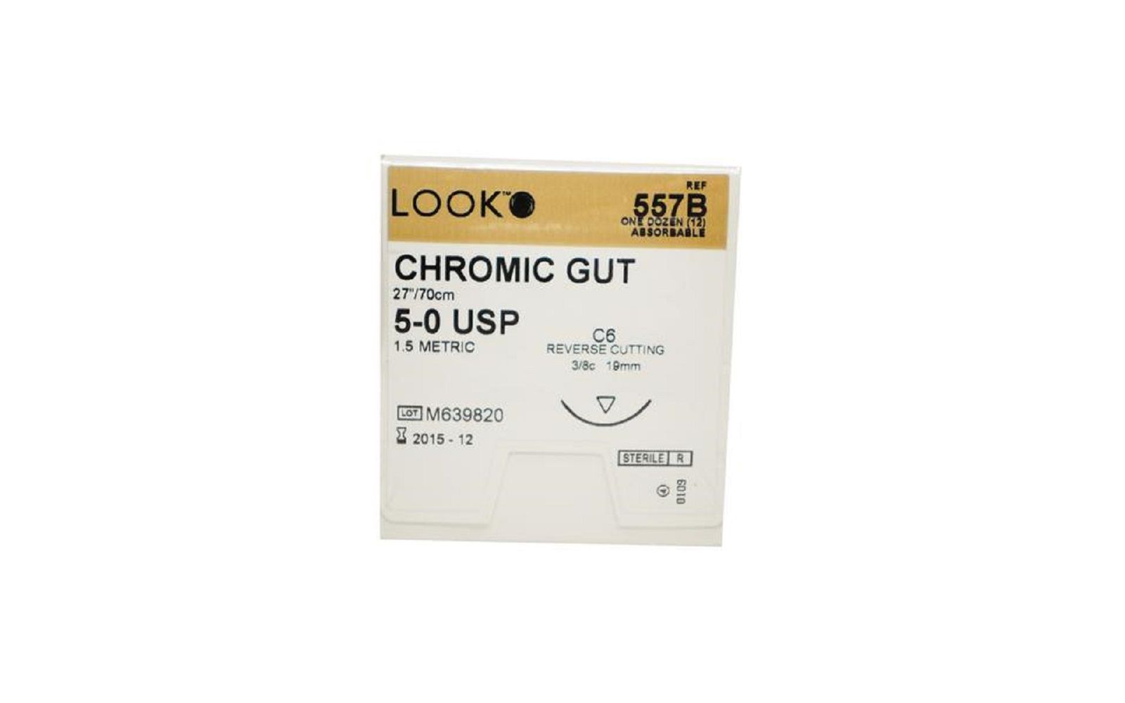 Look™ chromic gut sutures absorbable – cuticular reverse cutting, 12/pkg - surgical specialties