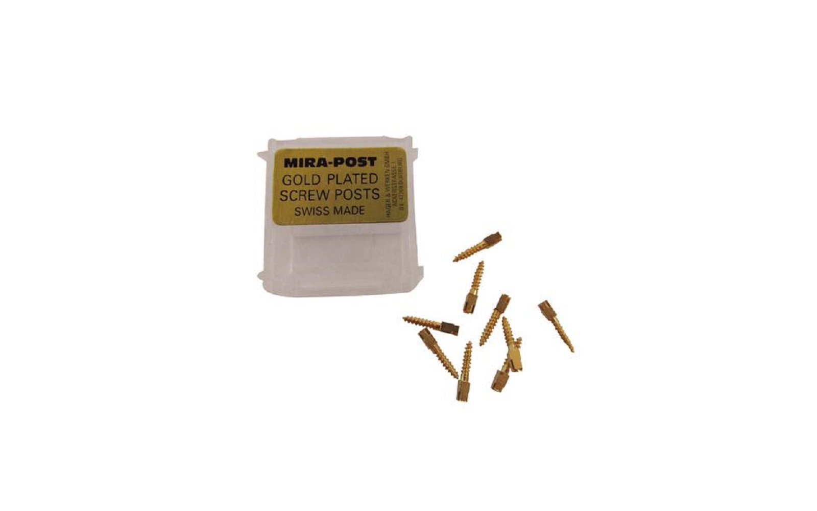 Mirapost classic gold plated screw posts – refill, 12/pkg - hager worldwide