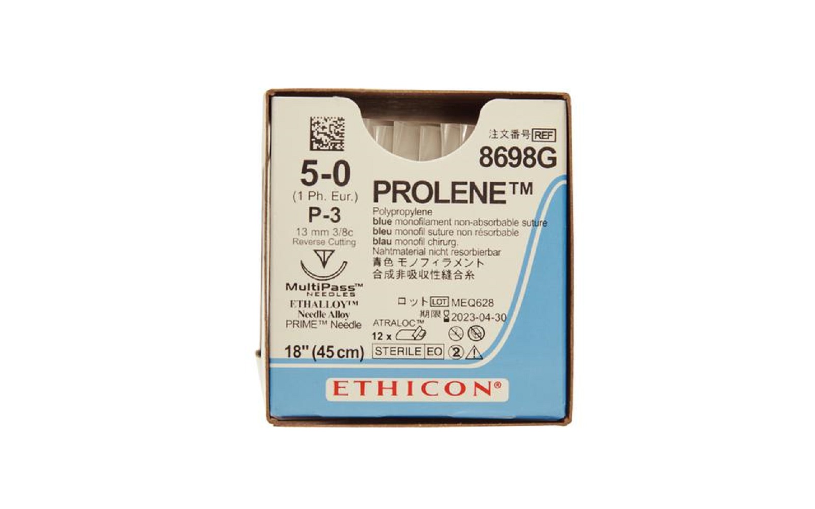 PROLENE&trade; Polypropylene Blue Monofilament Nonabsorbable Sutures &ndash; Precision Point Reverse Cutting, 3/8 Circle Needle, 18"12/Box - Ethicon Inc