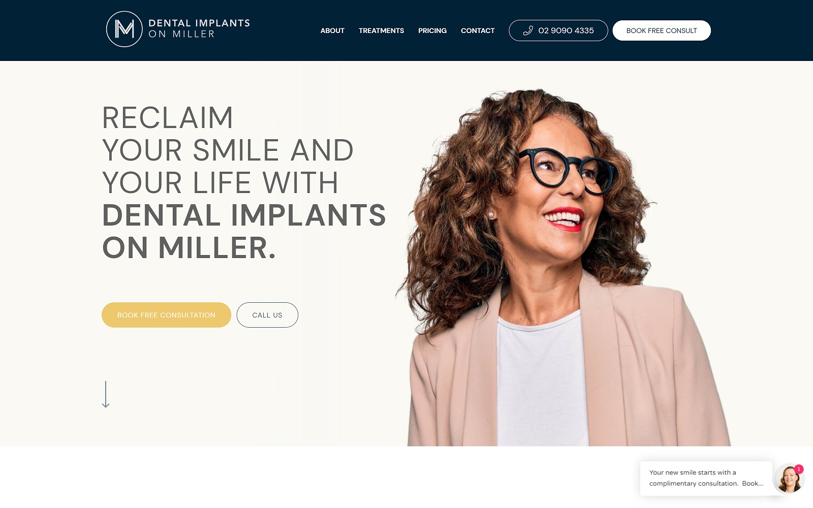 dentalimplantsonmiller.com.au screenshot