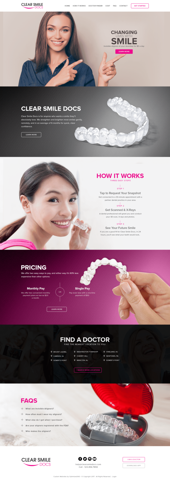 Screenshot of a modern dental websites