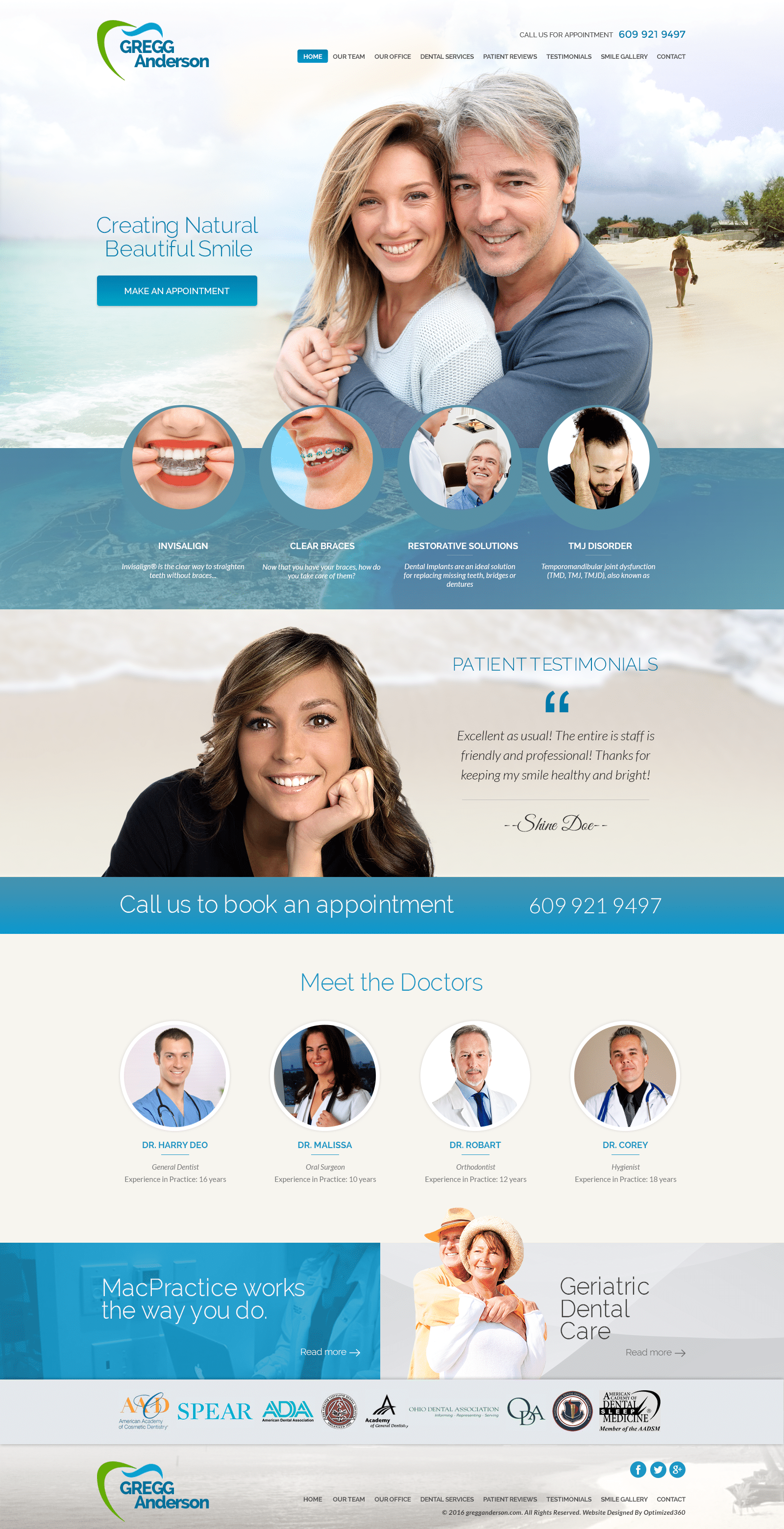The screenshot of a warm and welcoming dental website