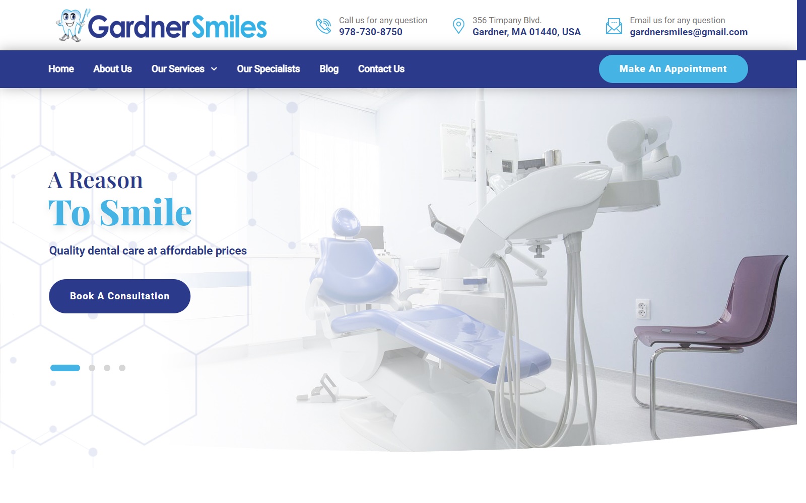 gardnersmiles.com screenshot