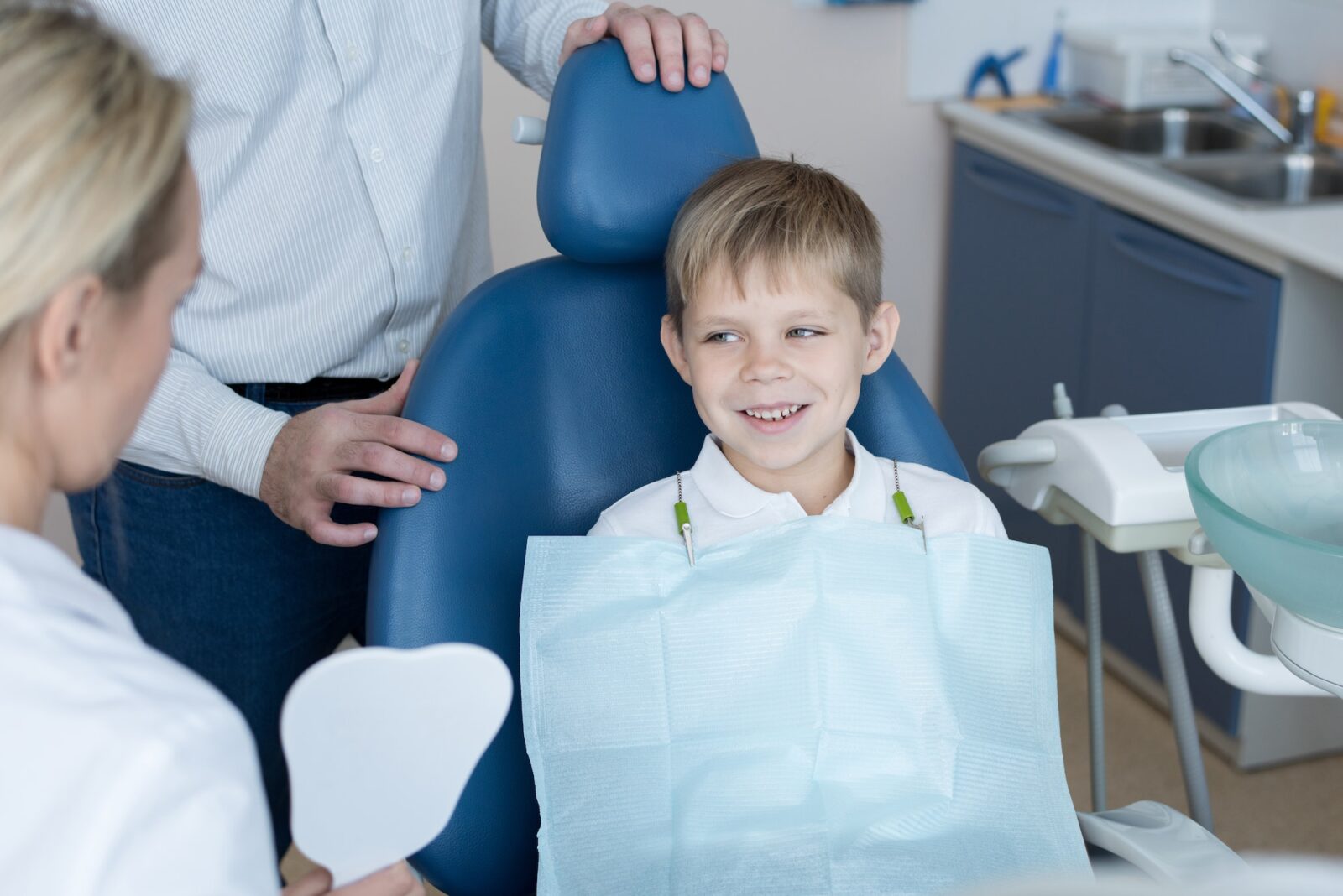 Brave little boy visiting dentist