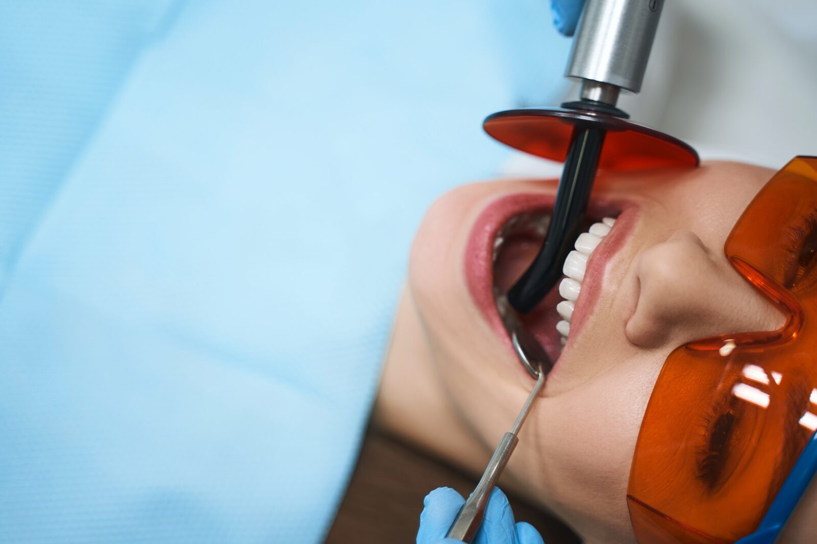 Woman is getting root canal stock photo