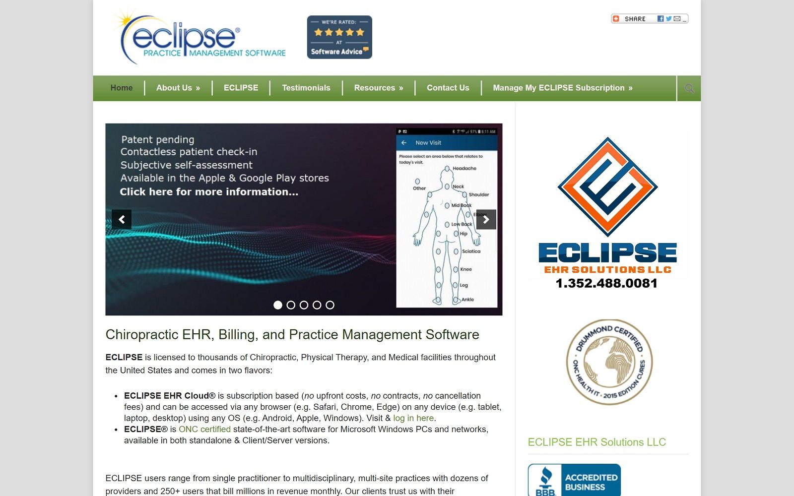 Eclipsepracticemanagementsoftware. Com screenshot