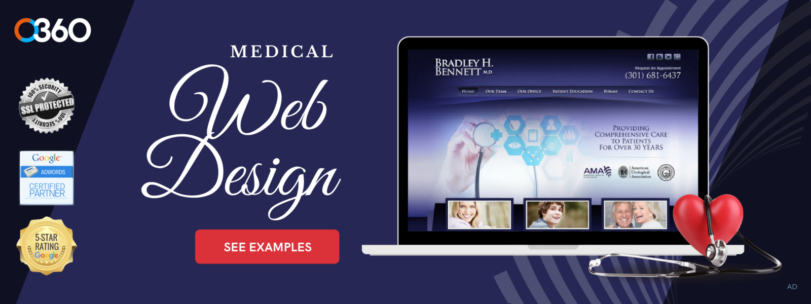 Cardiology medical web design o360 ad