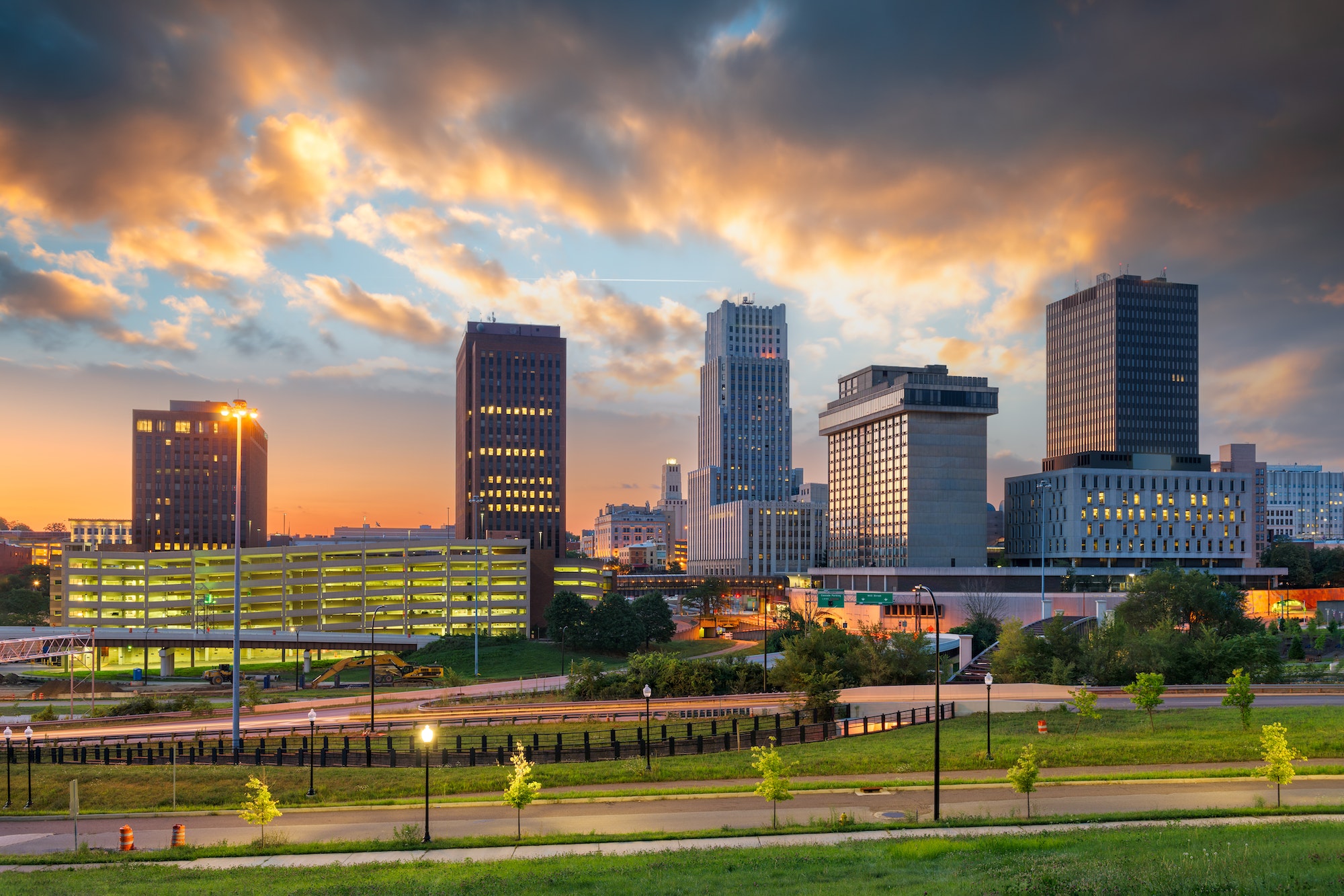 Akron, Ohio, USA Downtown City Skyline