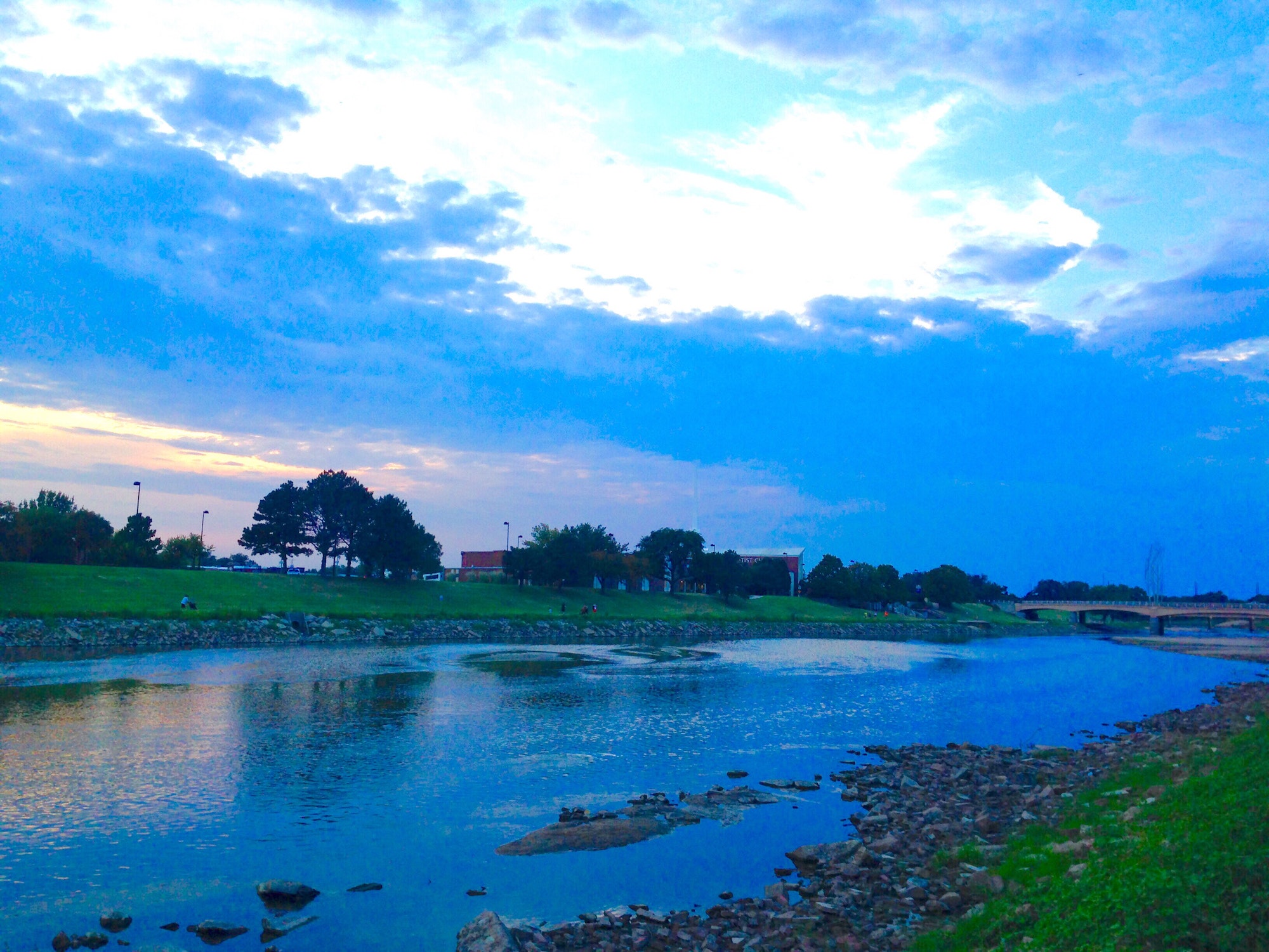 Arkansas River at sunset in Wichita Kansas