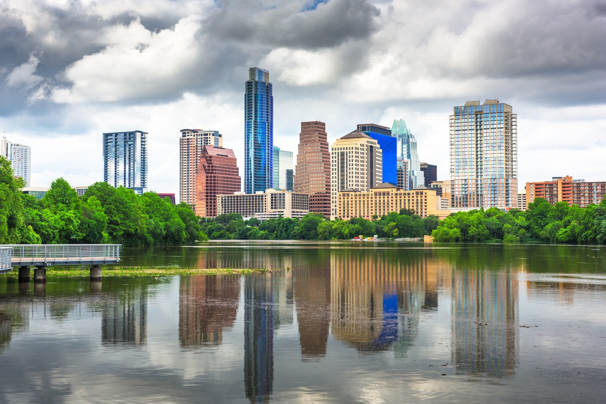 Austin, Texas, USA downtown skyline on the Colorado River