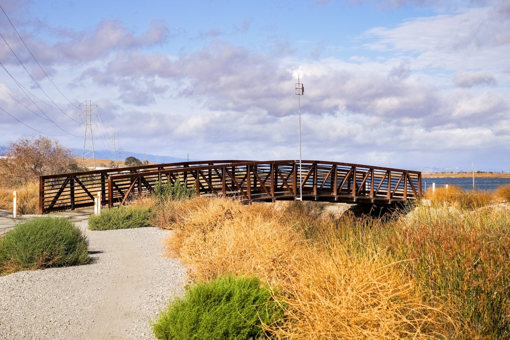 Bridge in on the bay trail, Sunnyvale, south San Francisco bay area, California