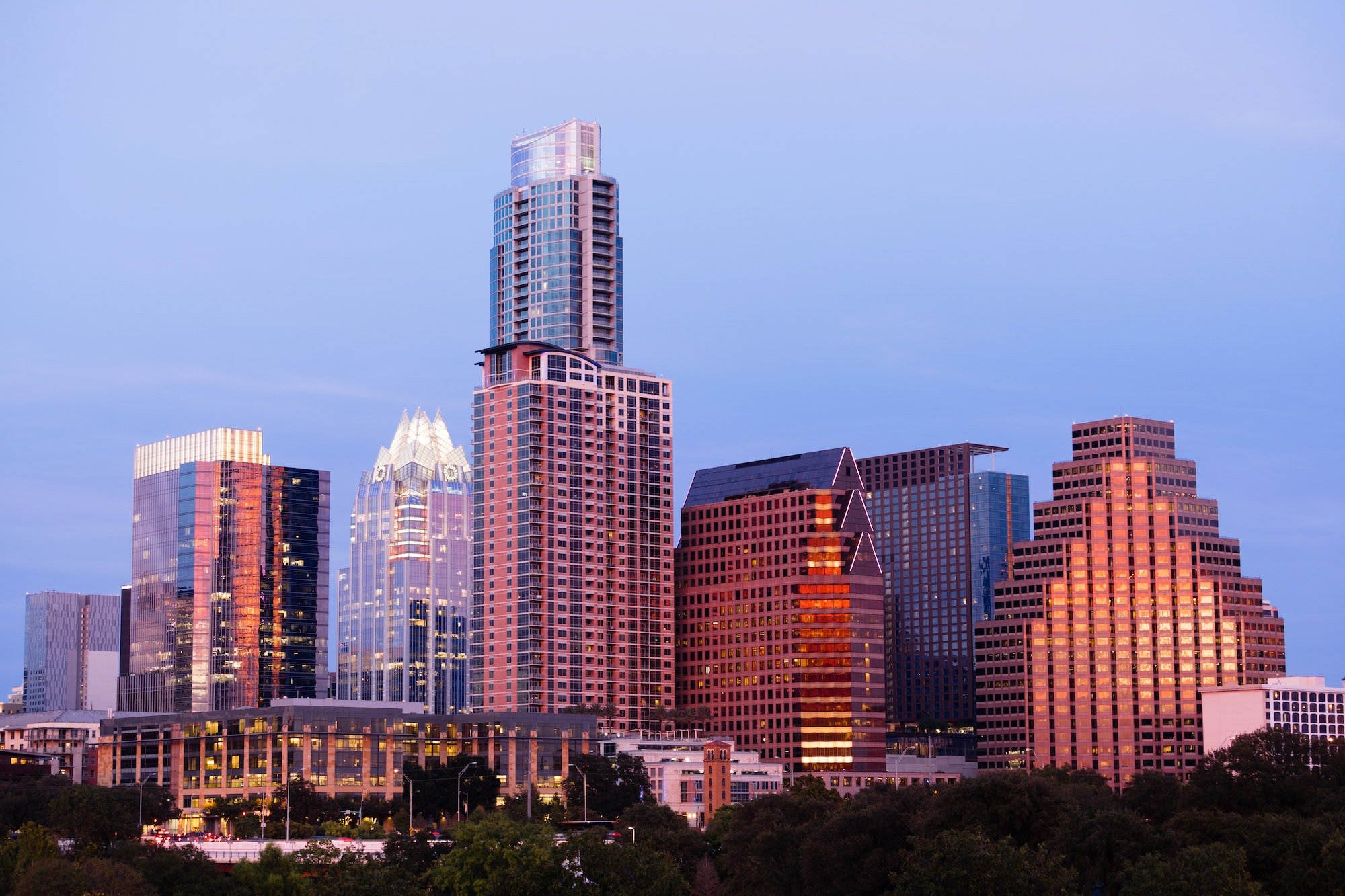 Butler Metro Park Grounds Night Dusk Downtown City Skyline Austin