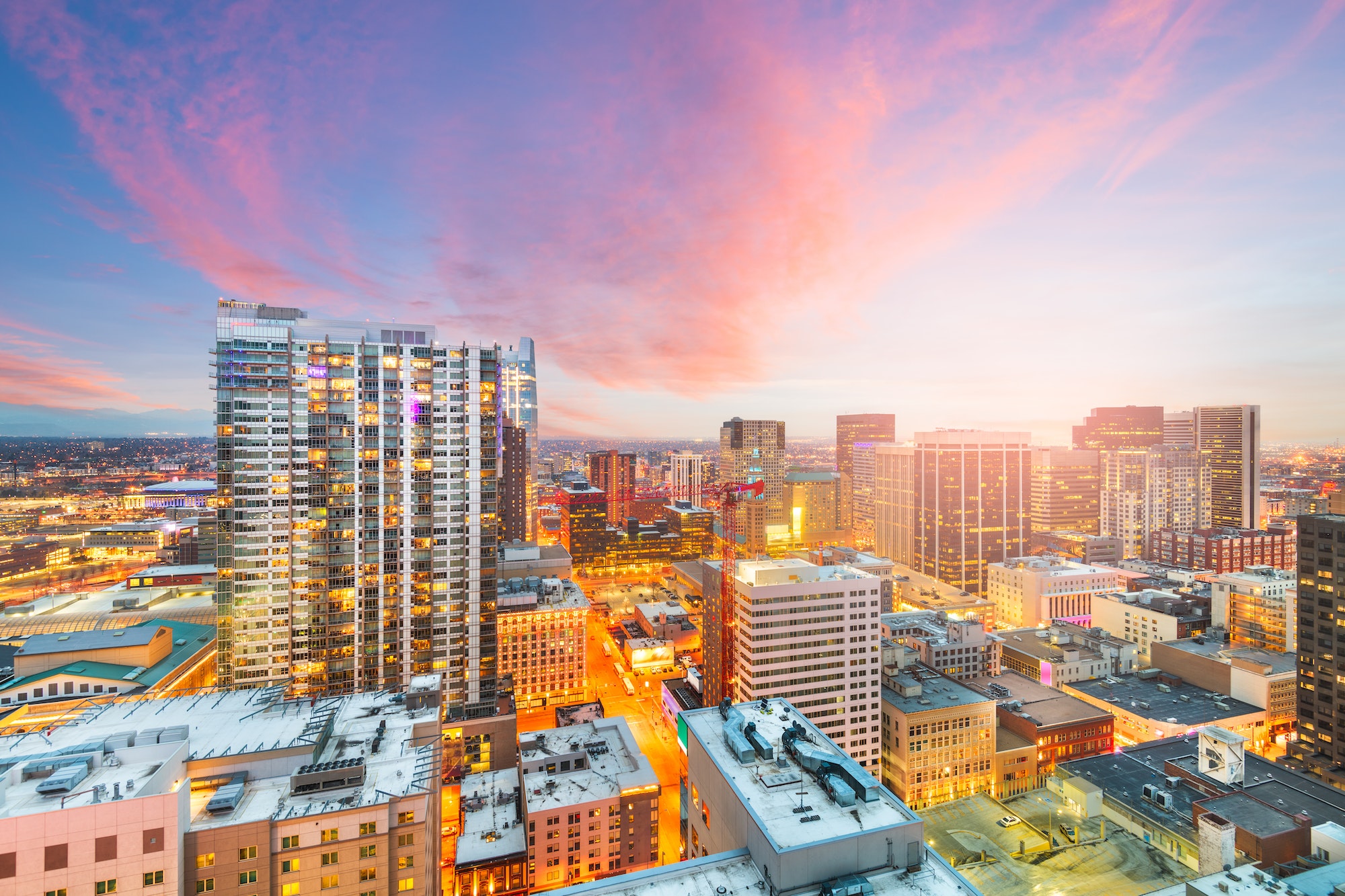 Denver, Colorado, USA downtown cityscape rooftop view