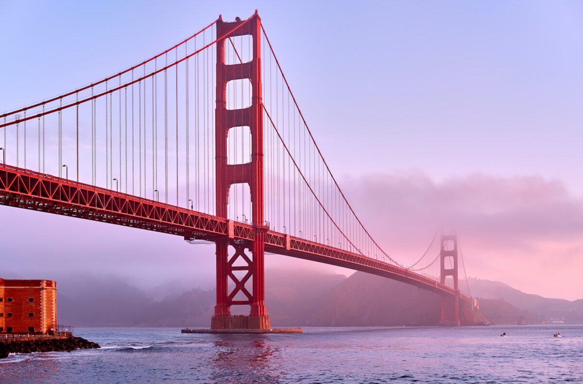 Golden Gate Bridge at sunrise, San Francisco, California