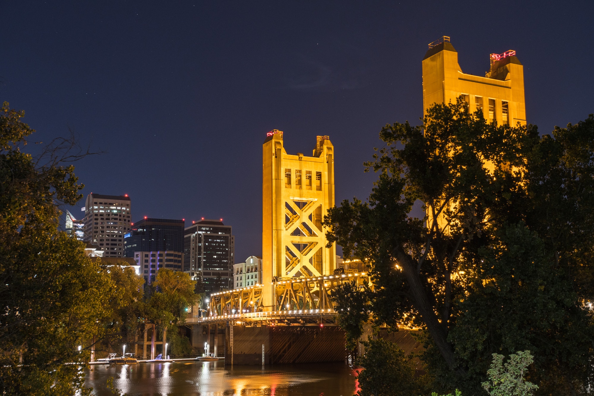 Night view of the Tower Bridge, Sacramento