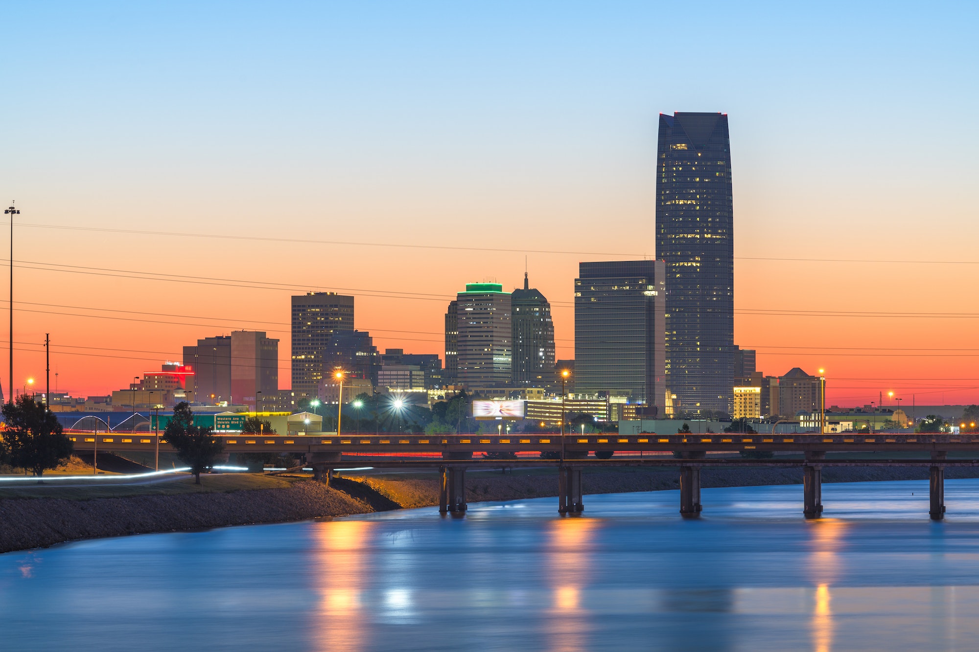 Oklahoma City, Oklahoma, USA River and Skyline