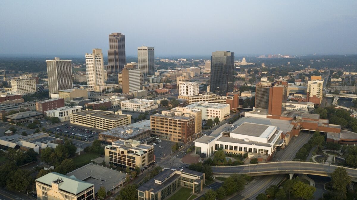 Over the Downtown City Center Skyline of Little Rock Arkansas USA