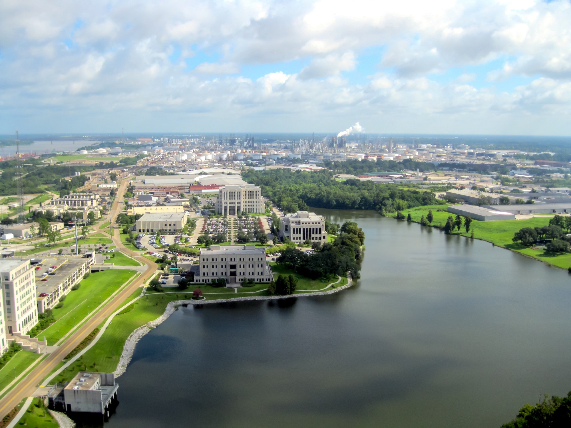 Overlook of Baton Rouge from The Louisiana’s State Capitol’s observation deck on the 27th floor