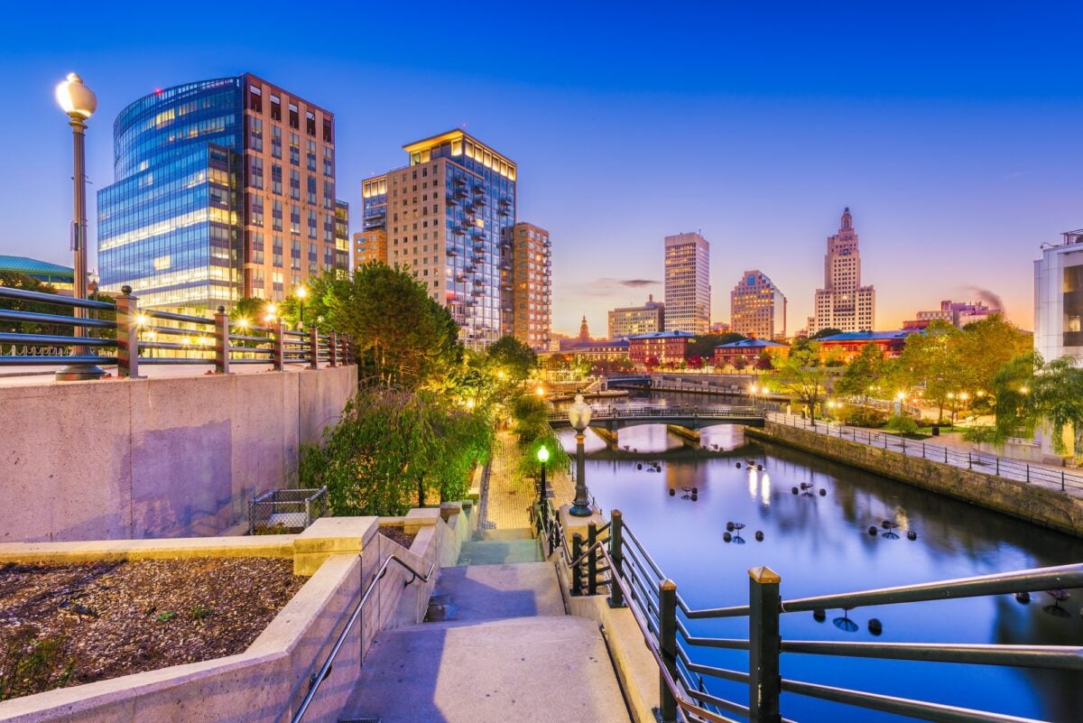 Providence, Rhode Island, USA park and skyline