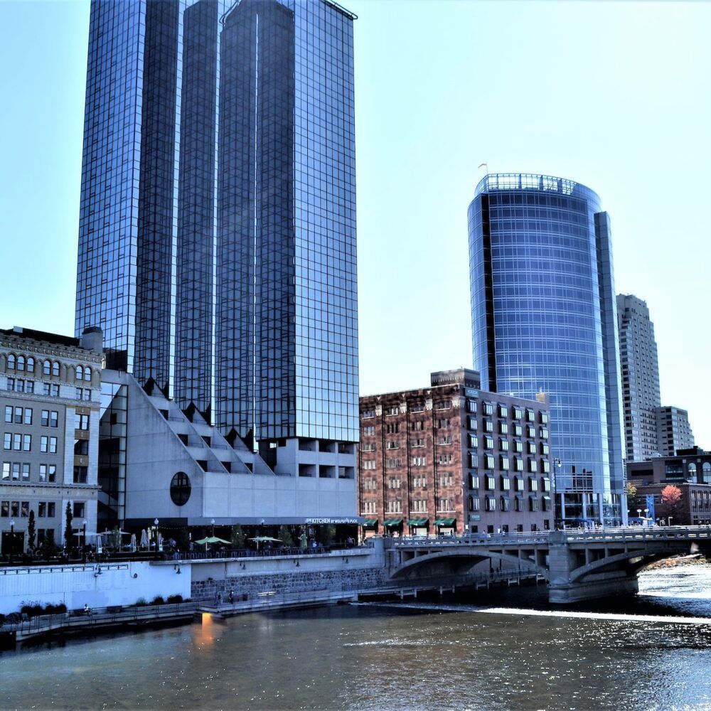 River front city Grand Rapids Michigan
