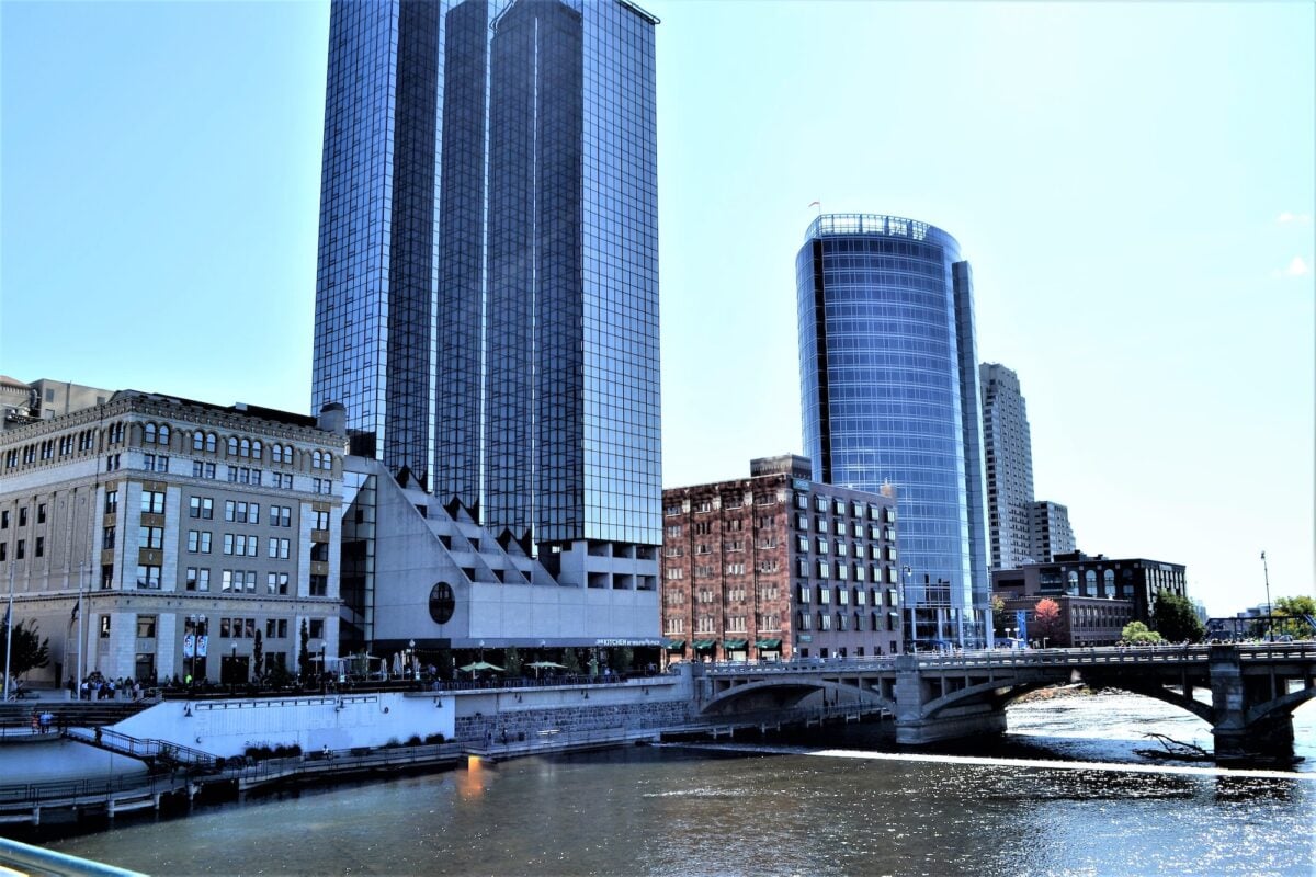 River front city Grand Rapids Michigan