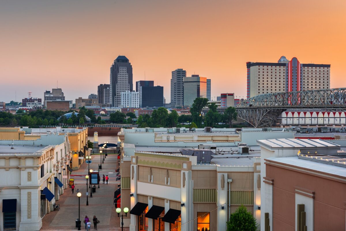 Shreveport, Louisiana, USA Downtown City Skyline