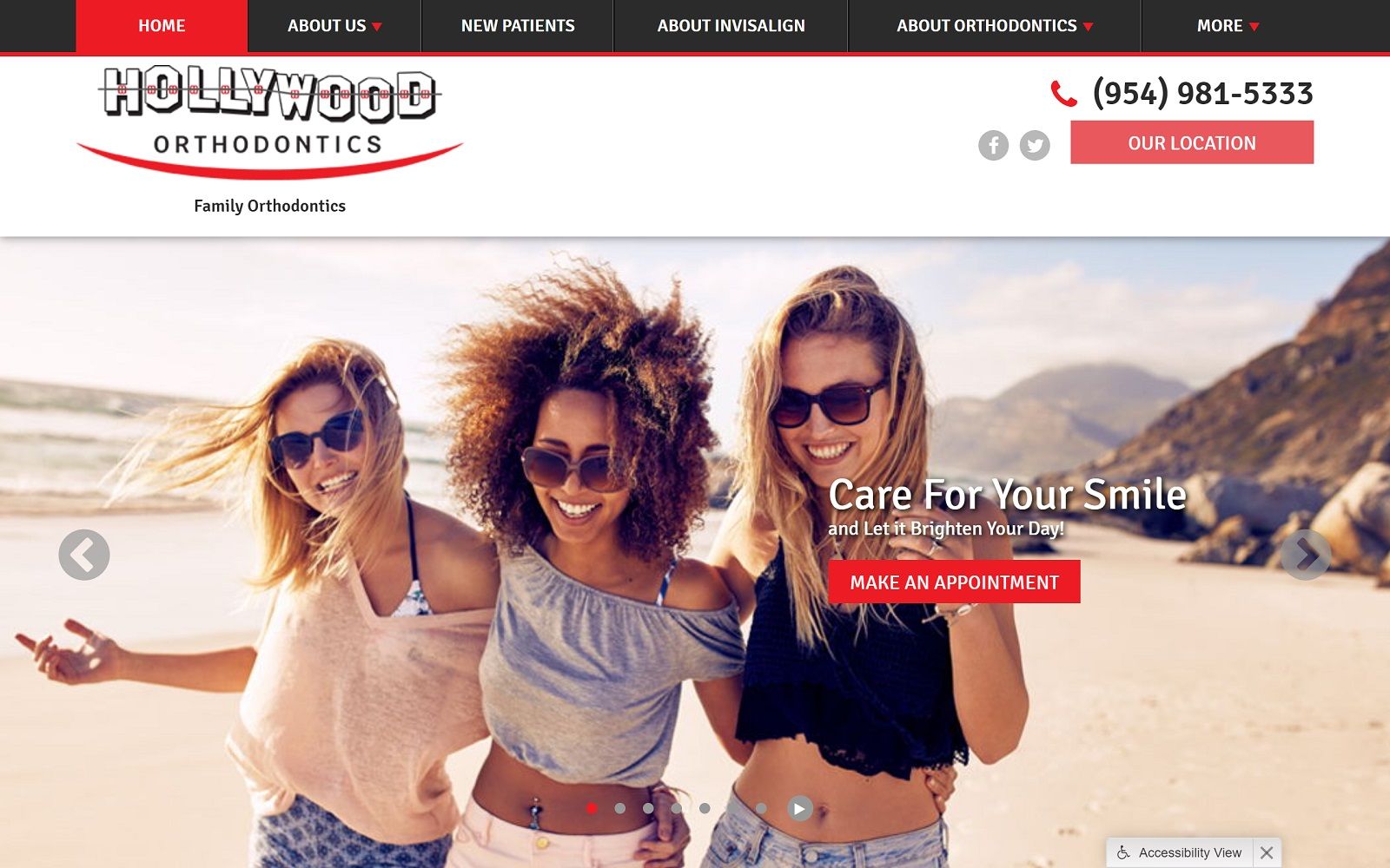 The screenshot of hollywood orthodontics website