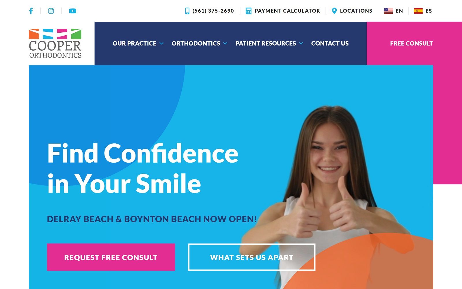 The screenshot of cooper orthodontics website