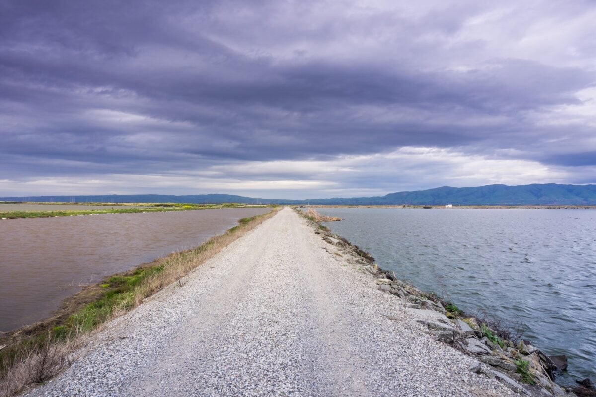 Storm clouds gather above the San Francisco bay, Sunnyvale, California