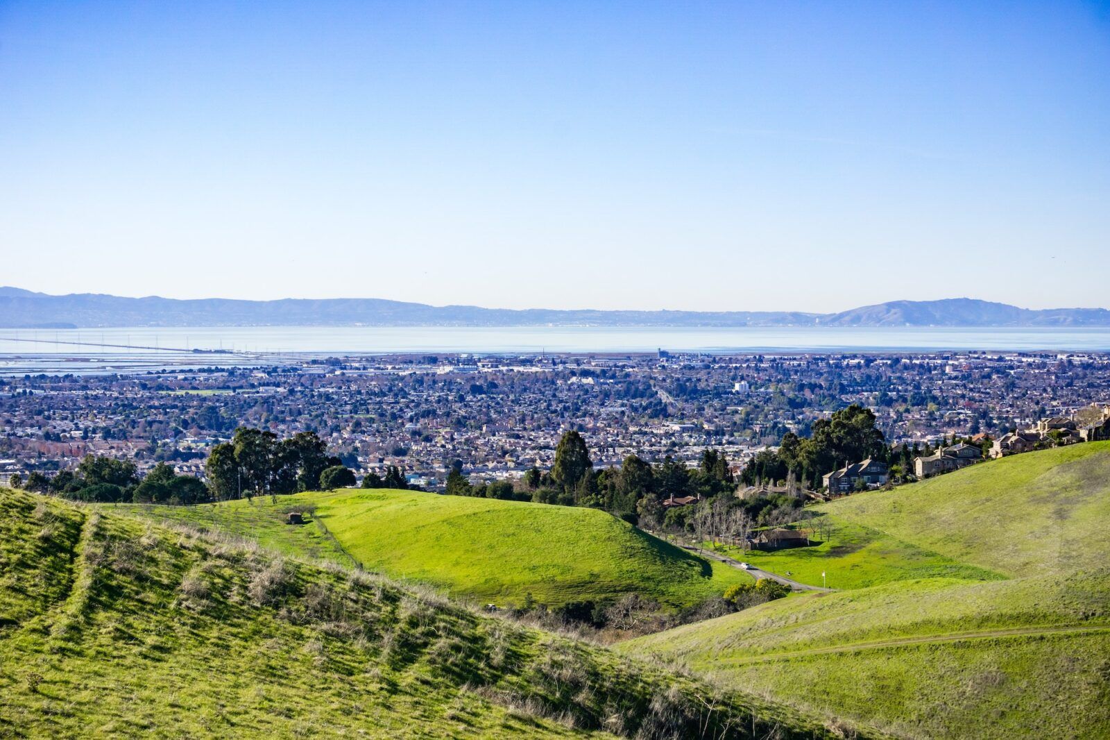 View towards the towns of east bay, San Francisco bay area, Hayward, California