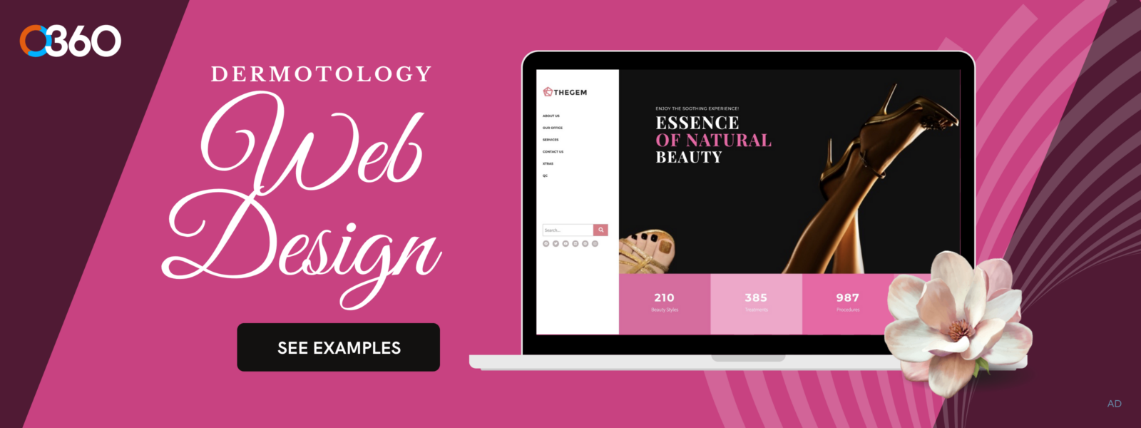 Dermatology web design o360 ad