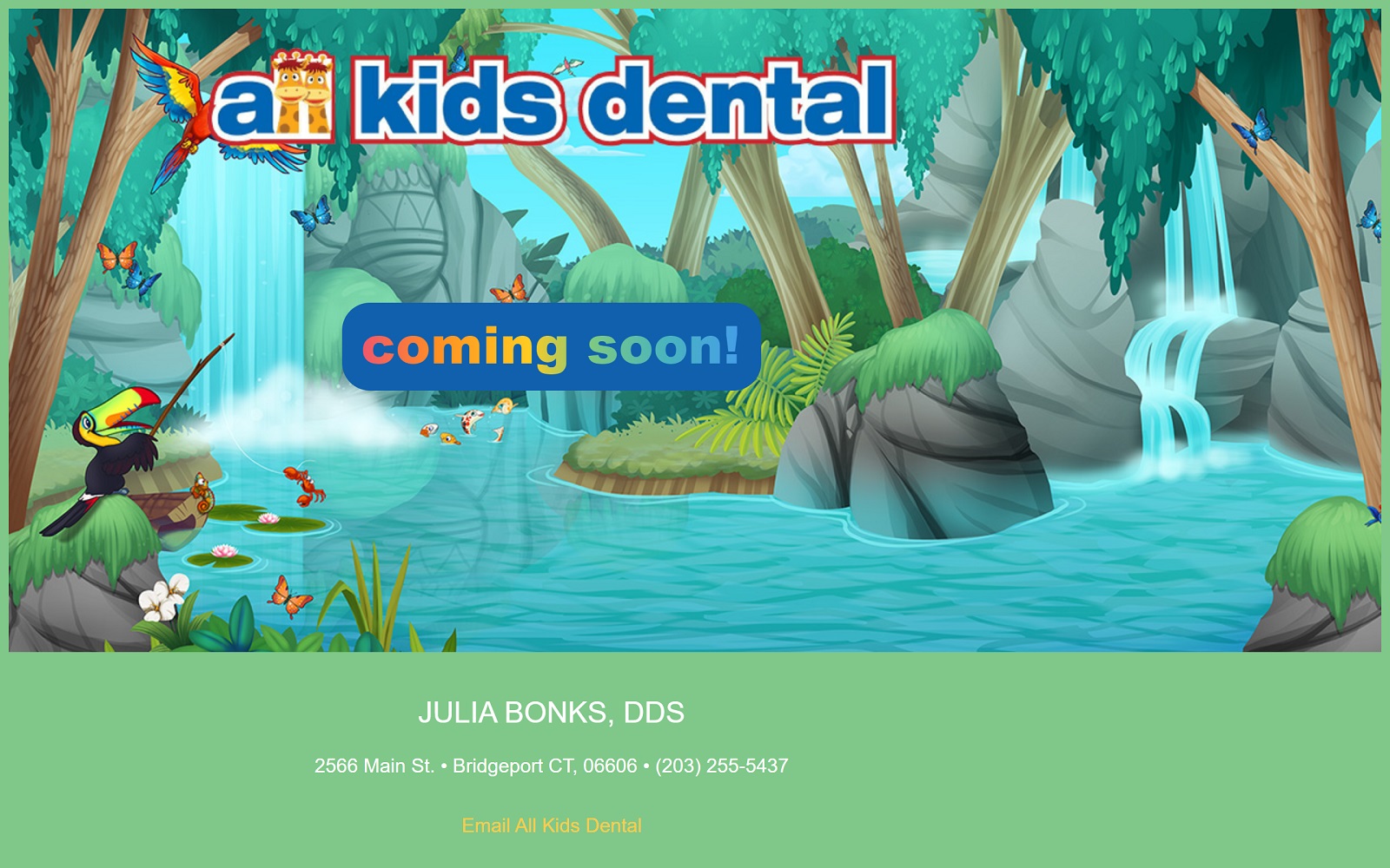 The screenshot of all kids dental allkidsdentalct. Com website